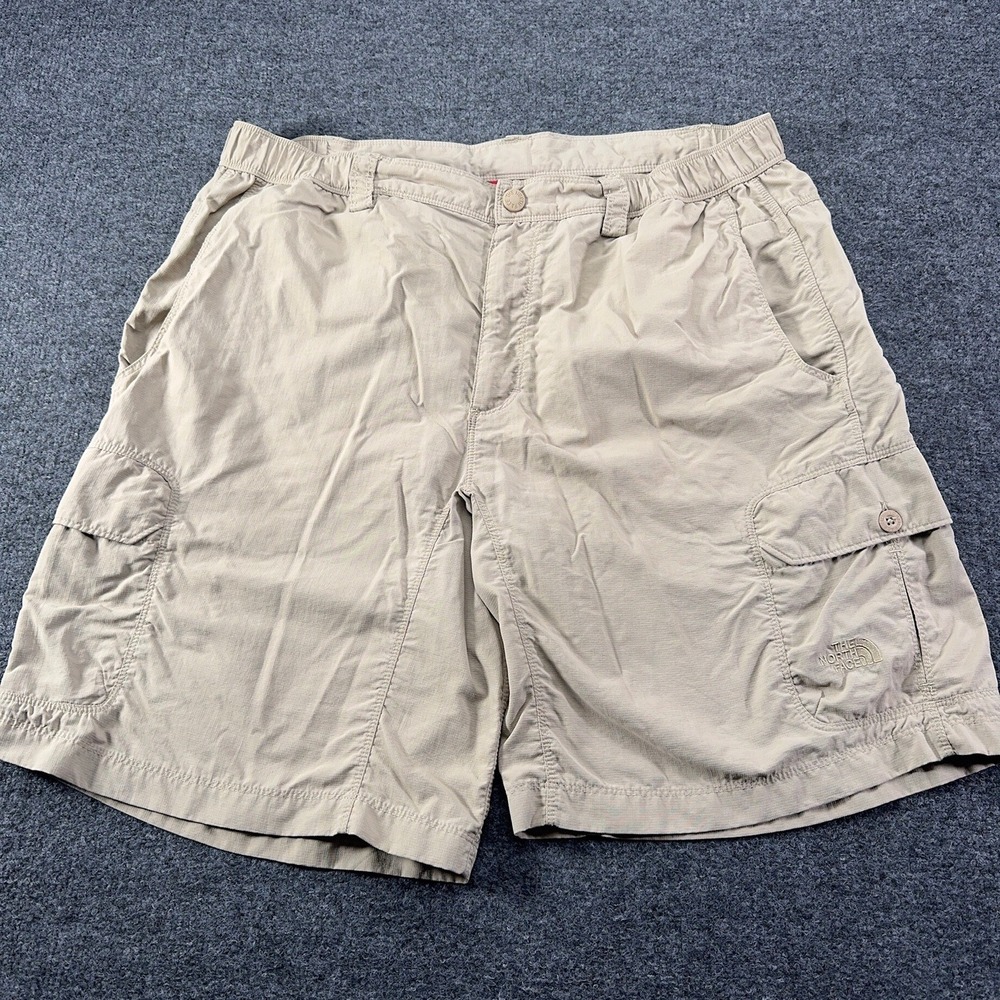 The North Face Mens Cargo Hiking Shorts Khaki Tan Nylon Ripstop Size Large L